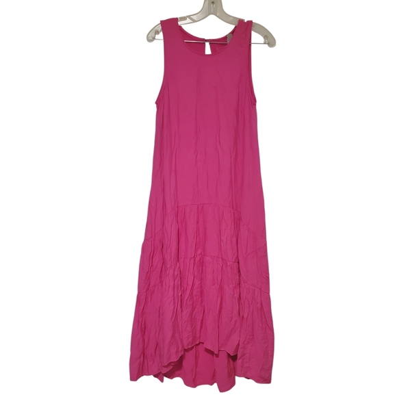 Anthropologie Maeve Marlene Tiered High Low Maxi  Dress Women's Pink Small - Picture 2 of 5
